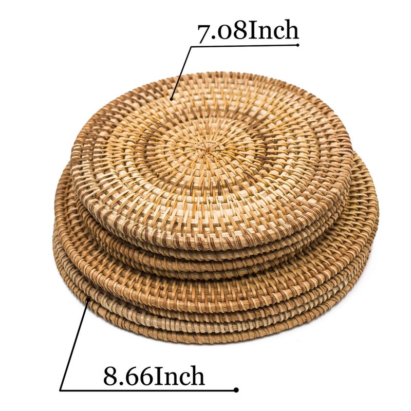 BEEHOMEE Trivets for Hot Dishes - Woven Rattan Trivets Hot Pads for Dinning Table,Kitchen Heat Resistant Straw Dish Coasters Placemats Pot Holder (8.66 Inch) - Image 4